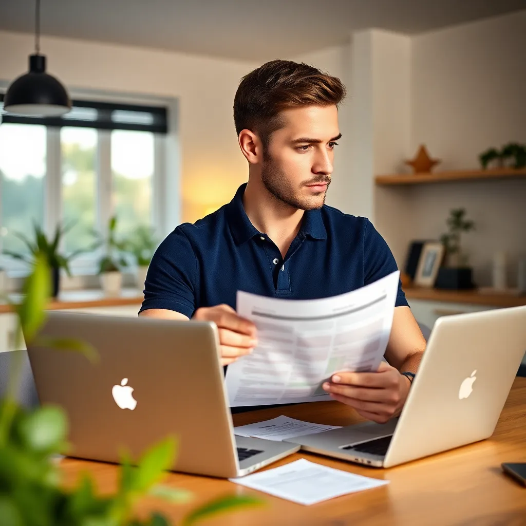 Persoon die digitale tools gebruikt voor het bijhouden van financiën