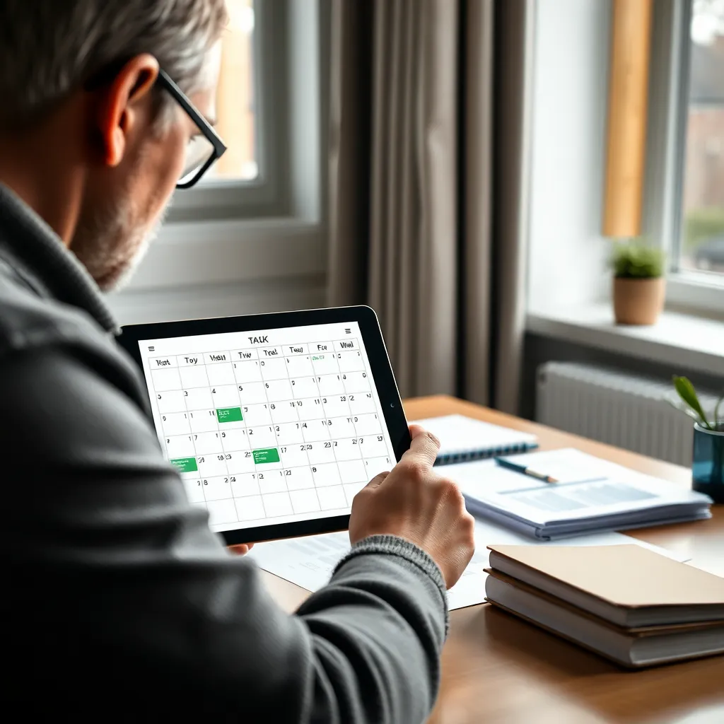 Persoon die financiële voortgang bekijkt op verschillende apparaten